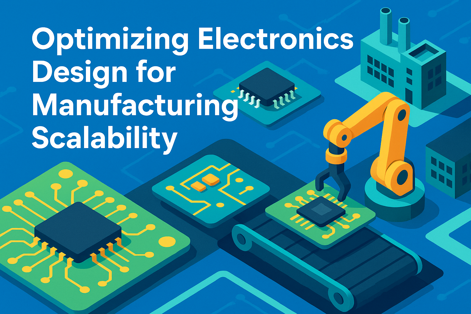 Illustration of electronics design optimization and scalable chip manufacturing automation