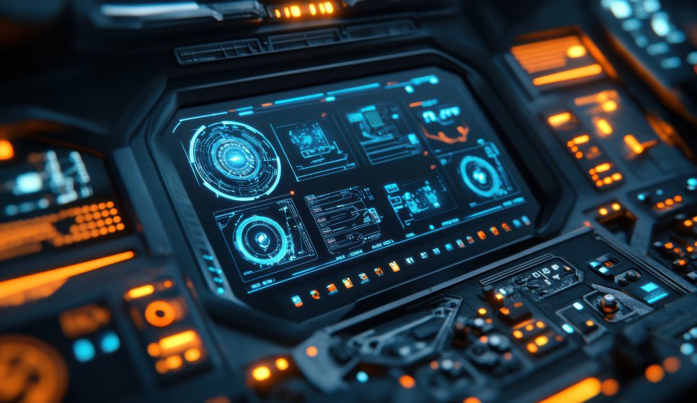 Advanced industrial control panel with digital HMI display for electrical automation and system monitoring